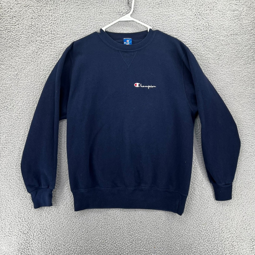Vintage 90s Champion Fleece Sweatshirt Crewneck Women Large Blue USA Robins GAL